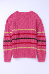 Pull rayé en maille mélangée à col rond